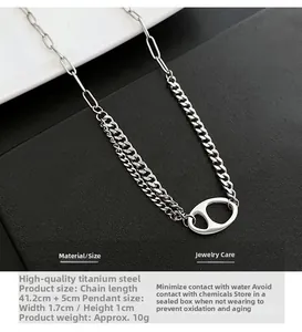 Détails du collier double couche en acier titane avec dimensions de la maille trombone