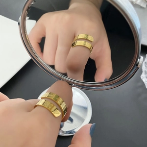 Stainless Steel Engraved Letter Ring Inspirational Stronger Wrap Spiral Open Adjustable Minimalist Jewelry For Women