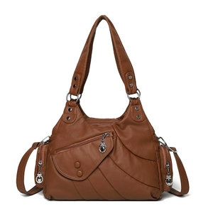 Borsa a Tracolla da Donna Vintage in Pelle PU Con Pieghe Borchie Ciondolo in Metallo Borsa a Tracolla Retro per Ufficio