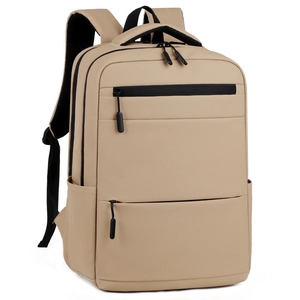 15.6 inch khaki business laptop backpack with multiple compartments and ergonomic straps
