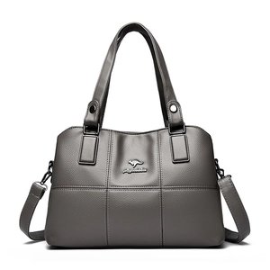 Sac cabas gris foncé à motif litchi avec bandoulière et logo en métal argenté