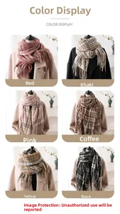 Classic plaid scarves display in six colors with tassels and soft cashmere-like texture