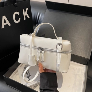 Petit Sac À Main Carré Femme En Cuir PU Texturé Double Fermeture Éclair Sac À Bandoulière Mode Style Boîte