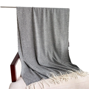 Écharpe épaisse en imitation cachemire avec motif nid d'abeille gris et glands