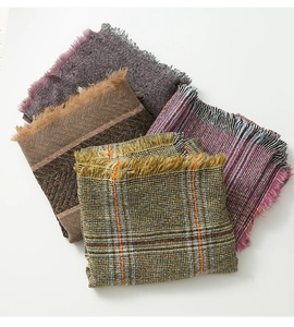 Détails de châles poncho en cachemire à carreaux avec franges en divers coloris