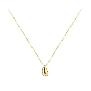 Polished gold teardrop pendant necklace for women with minimalist stainless steel chain