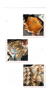 Macro shot showing refined chain prints and high-quality faux silk texture of the scarf