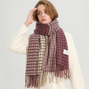 Écharpe Écossaise Châle À Carreaux Sensation Cachemire Bloc De Couleur Franges Hiver Chaud Doux Longue Écharpe Pour Hommes Femmes