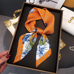 Floral Square Scarf Satin Polyester Satin Feeling Geometric Print Neck Head Wrap Fashion Professional Chic Accessory