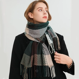 Sciarpa Invernale A Quadri Scialle Caldo In Imitazione Cashmere Grande Mantella Con Frange Per Uomo Donna Stile Nordico Elegante