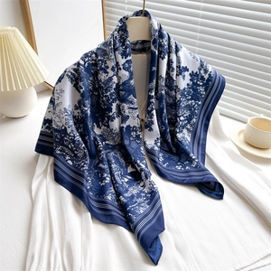 Eleganter Toile De Jouy Schal Satin Polyester Twill Dschungel Leopard Print Französischer Vintage Kopfschal Sonnenschutz