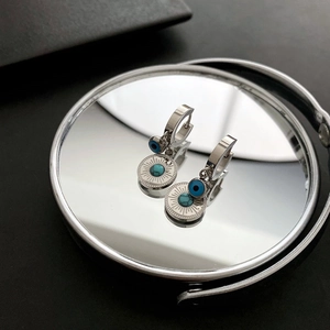 Hoop Earrings Stainless Steel Evil Eye Turquoise Sunburst Charm Bohemian Vintage Jewelry For Women