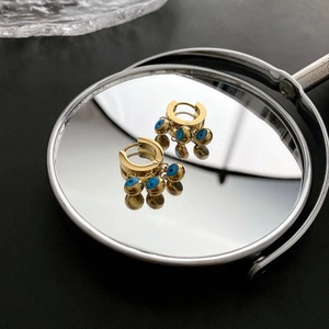 Boucles D'oreilles Créoles Pendantes Oeil Du Mal Acier Titane Nazar Bijoux Protecteurs Style Français Femmes