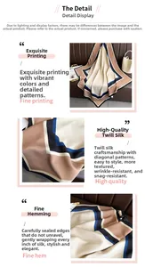 Vue détaillée du foulard en soie avec motifs géométriques et bords roulés de qualité