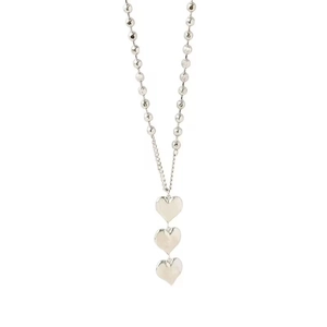 Collier en acier inoxydable argenté avec pendentif cœur et chaîne à billes élégante