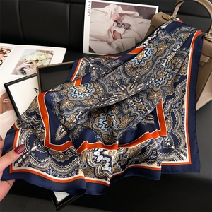 Paisley Floral Square Scarf Elegant Imitation Satin Satin Neck Head Wrap For Women Bohemian Retro Ethnic Style