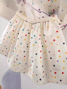 Gonna estiva bianca per bambine con pois colorati ed elastico in vita in cotone