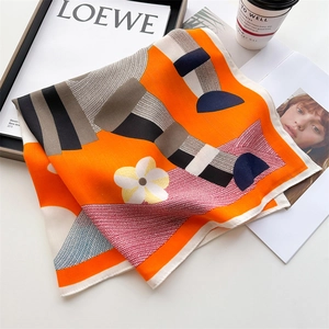 Elegant Satin Square Scarf Chic Herringbone Horse Print Bandana Fashion Neck Scarf For Women Lightweight Head Scarf Accessory