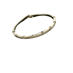 Luxurious gold-plated crown bangle with zircon accents on a clean white background