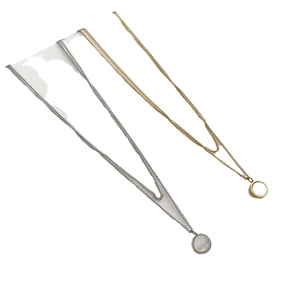Double-layered 18K gold and silver plated titanium steel necklaces with white shell pendants