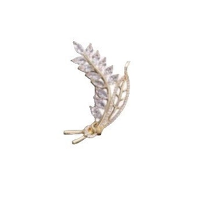 Elegant gold wheat brooch with cubic zirconia crystals shown on a clean white background