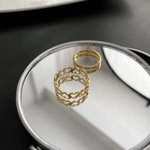 Hollow Heart Plain Band Rings Titanium Steel Chic Individual Minimalist Elegant Jewelry Accessories For Women