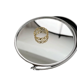 Elegant gold-plated heart-shaped stainless steel ring with continuous hollow heart design