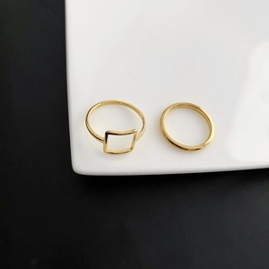 Minimalist Stainless Steel Hollow Square Ring Set For Women Gold Silver Plated Geometric Stackable Finger Rings Fashion Jewelry Gift