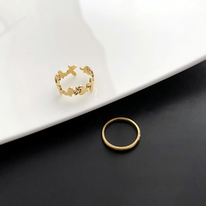 Butterfly Hollow Adjustable Ring And Minimalist Band Stainless Steel Jewelry For Women Trendy Ins Style