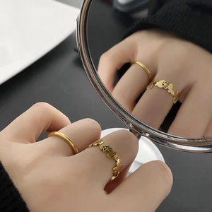 Gold butterfly and heart rings for men and women made of minimalist stainless steel