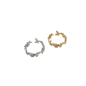 Minimalist butterfly pattern open rings in gold and silver finish for men and women
