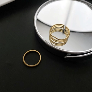 2Pcs Minimalist Titanium Steel Ring Set For Women Light Luxury Fashion Geometric Layered Open Stackable Finger Rings Jewelry Gift