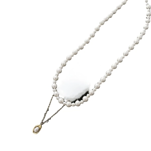 Elegant faux pearl necklace with gold titanium steel irregular pendant for women