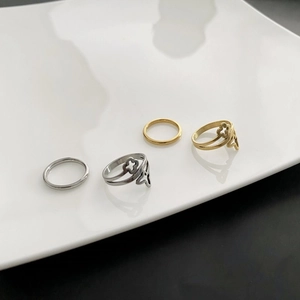 Stainless Steel Rings Minimalist Band Hollow Four Leaf Clover Butterfly Open Adjustable Fashion Jewelry For Women