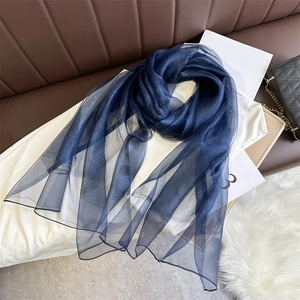 Close-up of deep blue silk wool shawl with sparkling glitter finish and metallic sheen