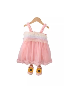 Vestido tutú rosa arcoíris para niñas pequeñas con zapatos de girasol a juego fiesta
