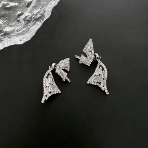 Elegant silver butterfly earrings with sparkling cubic zirconia in a luxury style