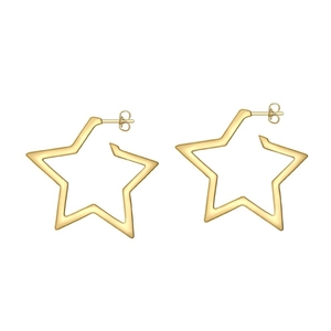Minimalist gold-plated star shaped stud earrings with butterfly backs on white background