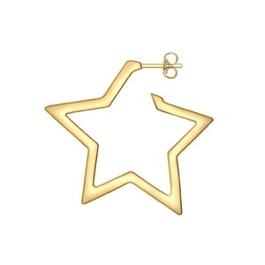 Elegant gold star hoop earrings with high polish finish and minimalist geometric design