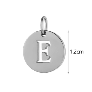 1.2cm stainless steel round letter E charm pendant for DIY bracelets and necklaces