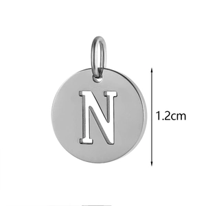 Detail of 1.2cm stainless steel letter N charm pendant with small link ring for DIY jewelry