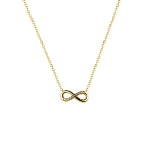 18k gold plated stainless steel infinity necklace with sparkling zircon pave setting