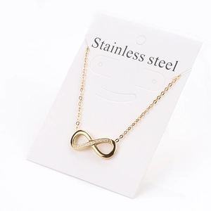 Infinity Pendant Necklace Stainless Steel 18K Gold Plated Rhinestone Inlaid Minimalist Fashion Jewelry For Women