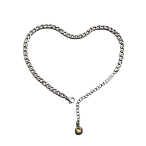 Edelstahl Panzerkette Fußkettchen Für Damen Mit Gelbem Zirkonia Anhänger Verstellbarer Strand Schmuck Hip Hop Stil