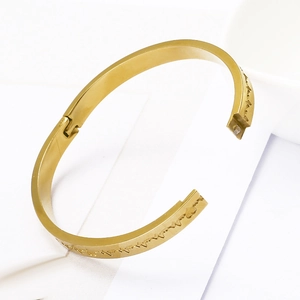 Stainless Steel Heartbeat EKG Line Bangle Bracelet For Men Women 18K Gold Plated Inspirational Minimalist Heart Jewelry