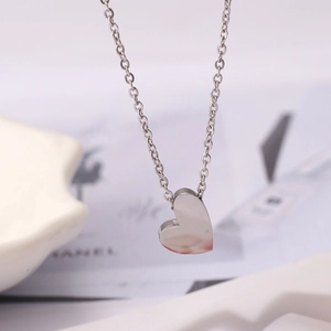 Collier À Pendentif Coeur Et Boucles D'oreilles Coeur En Acier Titane Poli Couleur Argent Bijoux Femme