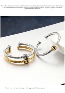 Macro view of cable twisted titanium steel bracelets with Greek key pattern details