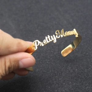 Custom gold Pretty Mommy open cuff bracelet in stainless steel for women