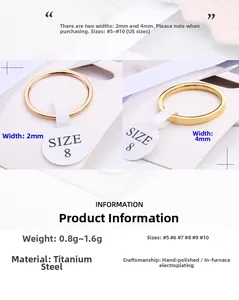 Comparison of 2mm and 4mm titanium steel minimalist rings with polished finish detail