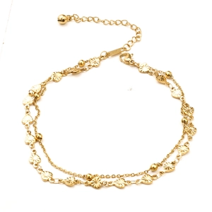 Anklet Titanium Steel Layered Heart Charms Round Beads Small Bell Extension Chain Bohemian Beach Jewelry For Women